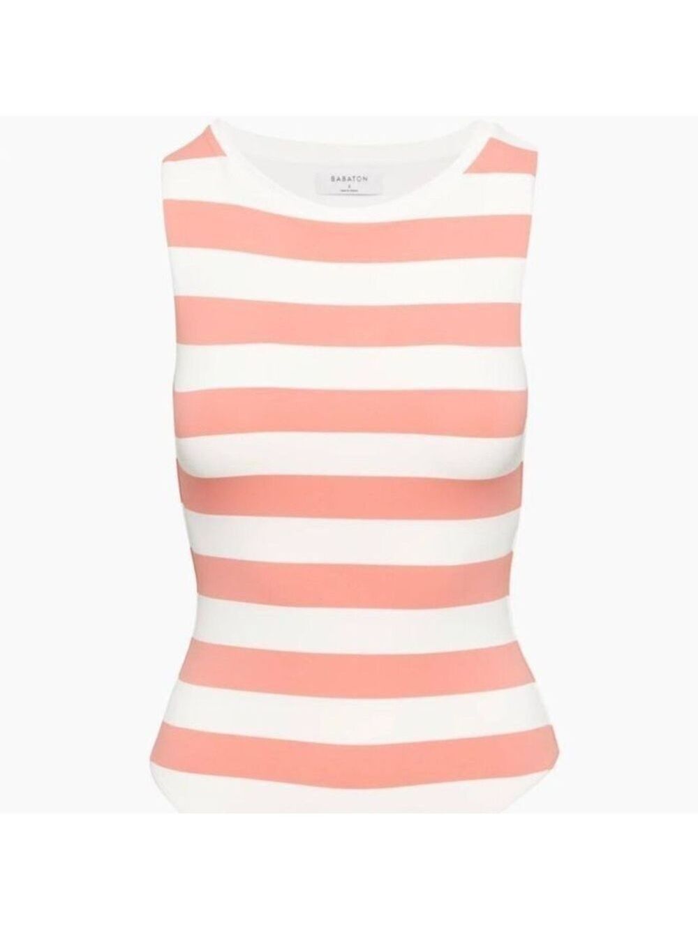 NWOT Aritzia Babaton Contour Muscle Bodysuit White Coral Strips L